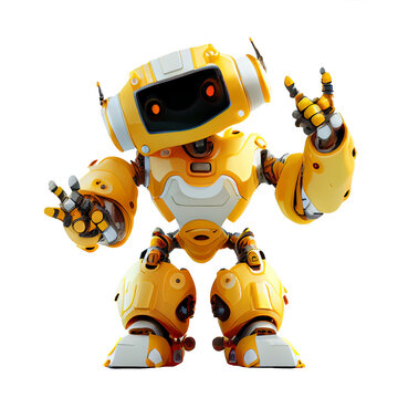 cute robot on white background for decorating the content of the project