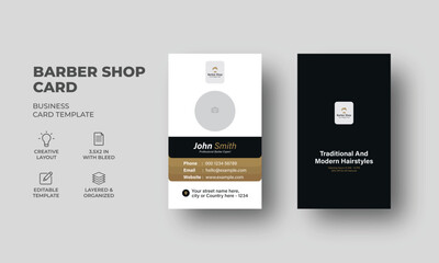 barber business card template. beauty salon and hairstyle stylist promo vector illustrator. 