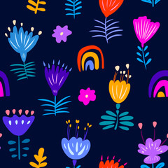 Bright floral pattern. Trendy abstract bright floral patterns. Seamless vector pattern for posters and postcards.