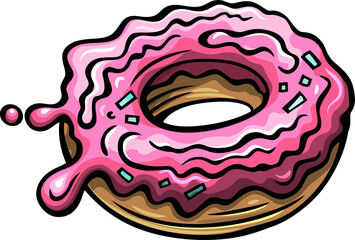 Sweet Donut cartoon funny colorful illustration