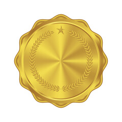 Golden badge, stamp on white background. Luxury seals. Vector design elements.