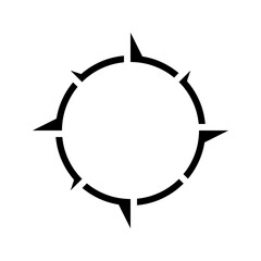 Round compass icon. Navigation symbol for traveler.