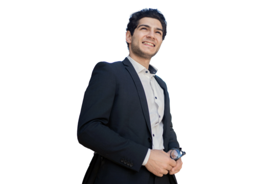 Manager successful man business clothes smiling transparent background.