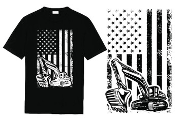 4th of July Excavator T-Shirt Design