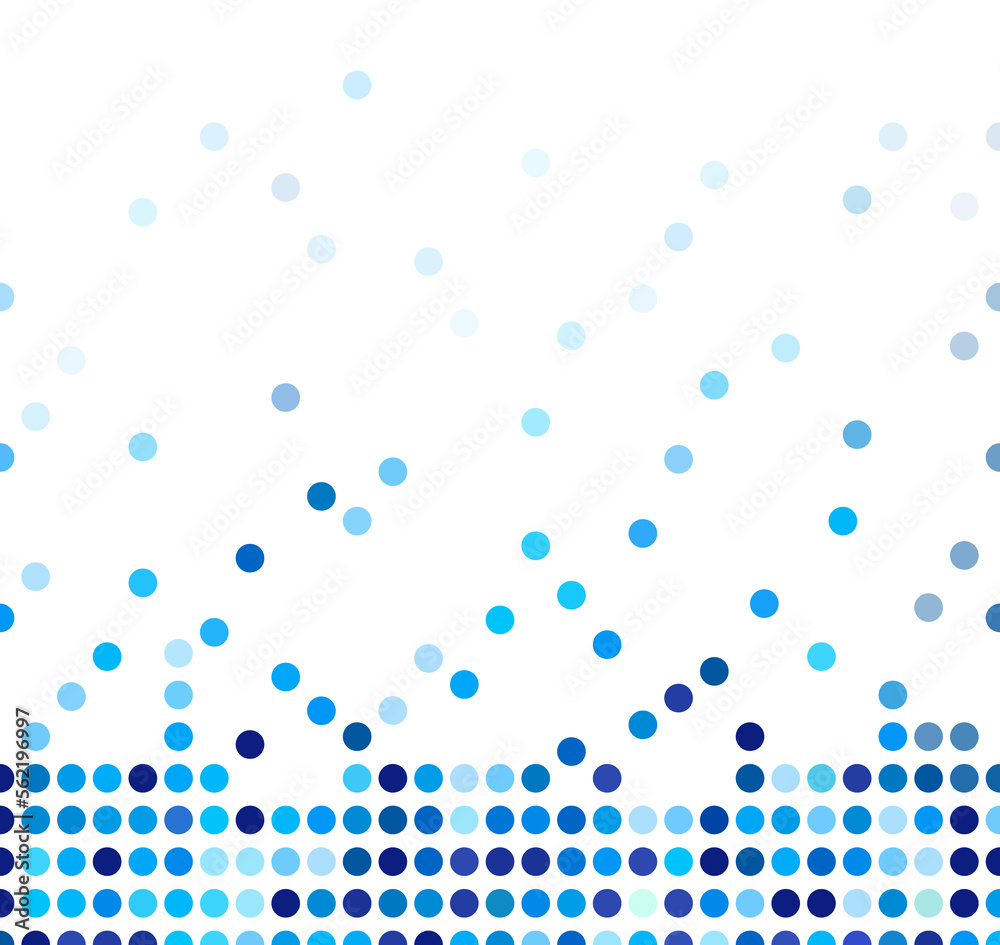 Poster Mosaic background random dark and light blue circles, pattern of polka dots, neutral versatile pattern for business techno style design. 