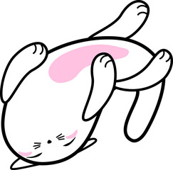 Cute sleeping cat with cheeks, hand drawn paisley shape, doodle cartoon collection