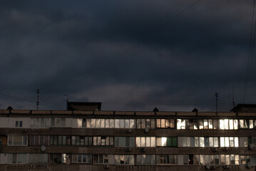 Light of sunset on building