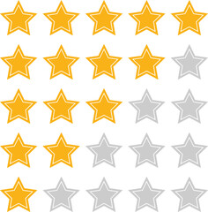 1, 2, 3, 4, 5 Star Rating Icon