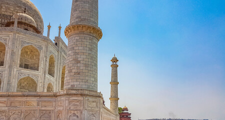 Taj Mahal Agra India Mogul marble mausoleum amazing detailed architecture.