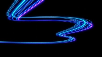 3d Neon light effect glowing trails. Colorful Light motion speed background. Motion blur long time effect. Technology 5g design concept. Laser beam sparkling on dark scene. Fast moving to futuristic.