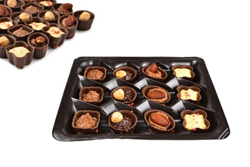 Mix of tasty chocolate candy collection.