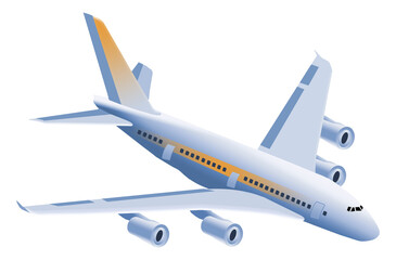 Six credit cards that offer air travel mileage rewards and perks are decorated with an image of an airplane that is seen from above flying high in the sky.