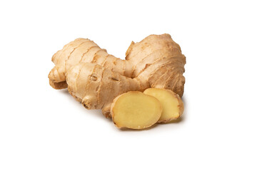 Ginger root isolated on white background.
