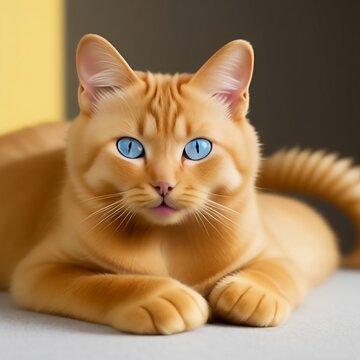 gato dorado con hermosos ojos azules viendo a su due&ntilde;o, con hermoso pelaje color oro y atento al llamado 