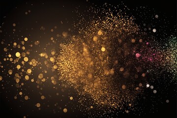 Golden Glitter Swirling Through The Air. Generative AI