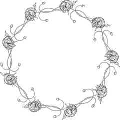 Graphic flower composition. Flowers of poppies. Wreath