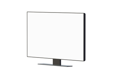 Flat wide TV with white screen isolated on white background. 4k blank monitor. Widescreen for presentation. lcd panel. 3d render