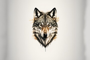 Obraz premium Wolf with intimidating look, wolf face painting with white background. Generative AI