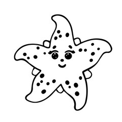 Doodle sketch of a cute starfish. Children's illustration. Vector graphics.