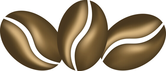 Group of isolated coffee beans on a white background.