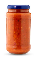 Glass jar of bolognese tomato sauce