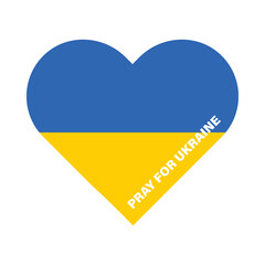 Ukraine flag icon in shape of heart. Pray for Ukraine. Vector illustration