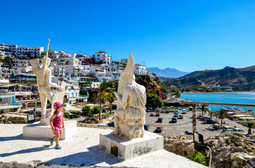 Young girl on vacation in Crete at Agia Galini