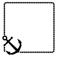 Silueta de ancla de barco con marco cuadrado de cuerda © teracreonte