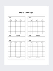 Habits Tracker printable template isolated on background. Vector illustration