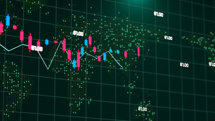 Stock market or forex trading candlestick graph in graphic design for financial investment concept.