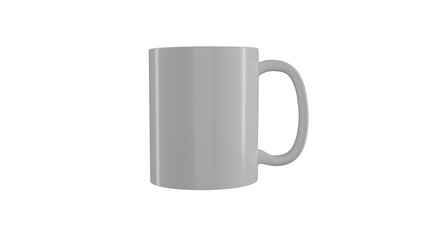 White classic ceramic cup or mug handle isolated on transparent background. Minimal concept. 3D render