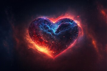 Heart-shaped galaxy wallpaper digital art illustration Ai generated