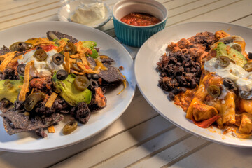 Side View of Enchiladas Nachos