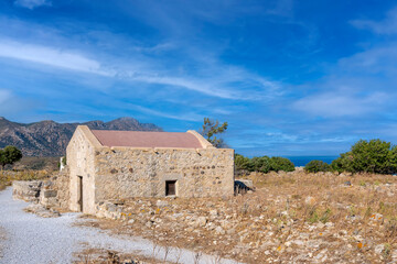 Ancient chapel in antimachia fortress, kos island, greece