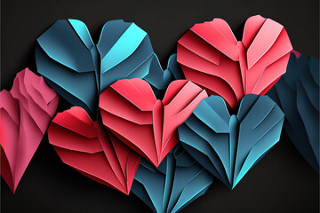 Happy valentines day background hearts and elements. Generative AI
