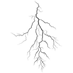 Strokes of cloud to ground lightning strike, Lightning between clouds and ground sketch drawing, contour lines drawn