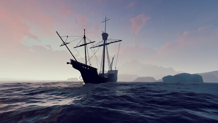 Spanish ship in the ocean © MICHAEL KUK