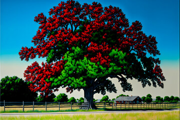 a tree with red leaves - Generative AI