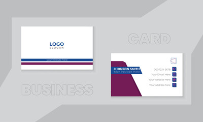 Creative and Modern Business Card Design Template with Brinjal and Blue color.