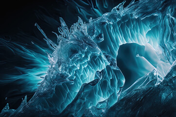 Eis Struktur in Nahansicht, Eiskristall Generative AI