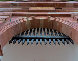 ehemaliges Fallgitter an der Heidelberger Brücke, Heidelberg, Baden-Württemberg, Deutschland