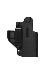 Plastic holster for a pistol. Accessory for convenient and concealed carrying of weapons. View from all sides. Isolate on a white back.