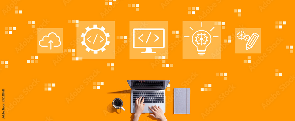 Canvas Prints web development concept with person working with laptop