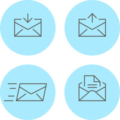 Mail, message and letter icon set. Vector outline symbols