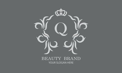 Luxury initial Q logo template for restaurant, royalty, boutique, cafe, hotel, heraldic, jewelry, fashion and other vector illustrations