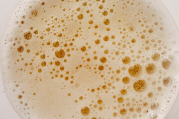 Close-up beer bubbles top view