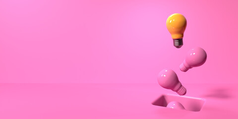 One out unique idea light bulb with a hole on the floor - 3D