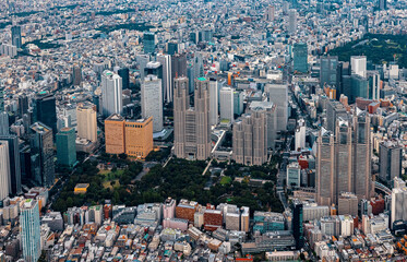 Aerial view of Shinjuku, Tokyo, Japan
