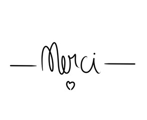 thank you in french hand drawn illustration 