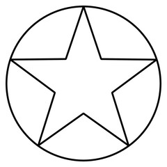 Obraz premium Monochrome vector graphic of a black pentagon contained exactly within a black circle on a white background. It is reminiscent of a sheriff's badge